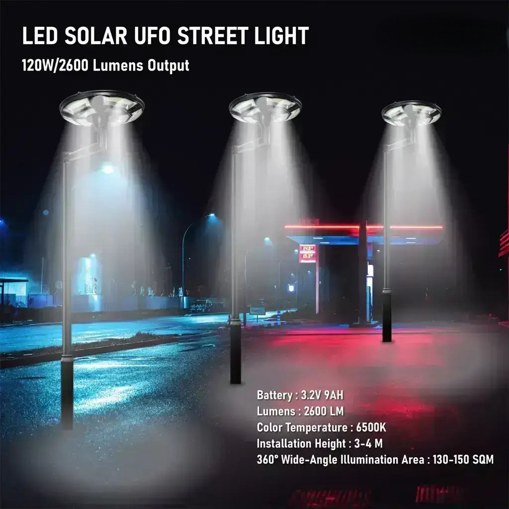 Solar outdoor light | Modern UFO garden pole and wall street lights - M A Enterprises