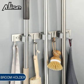 Multicolor Wall Mounted Broom Hook Holder With Glue Sticker - M A Enterprises