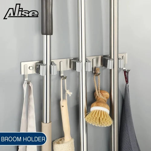 Multicolor Wall Mounted Broom Hook Holder With Glue Sticker - M A Enterprises